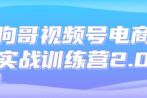 狗哥视频号电商实战训练营2.0