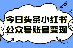 今日头条小红书公众号账号变现