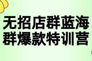 无招店群蓝海群爆款特训营